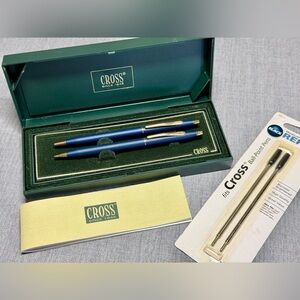 Cross Matte Blue & 23k Gold Trim Pen & 0.5mm Pencil 240105 Box Set